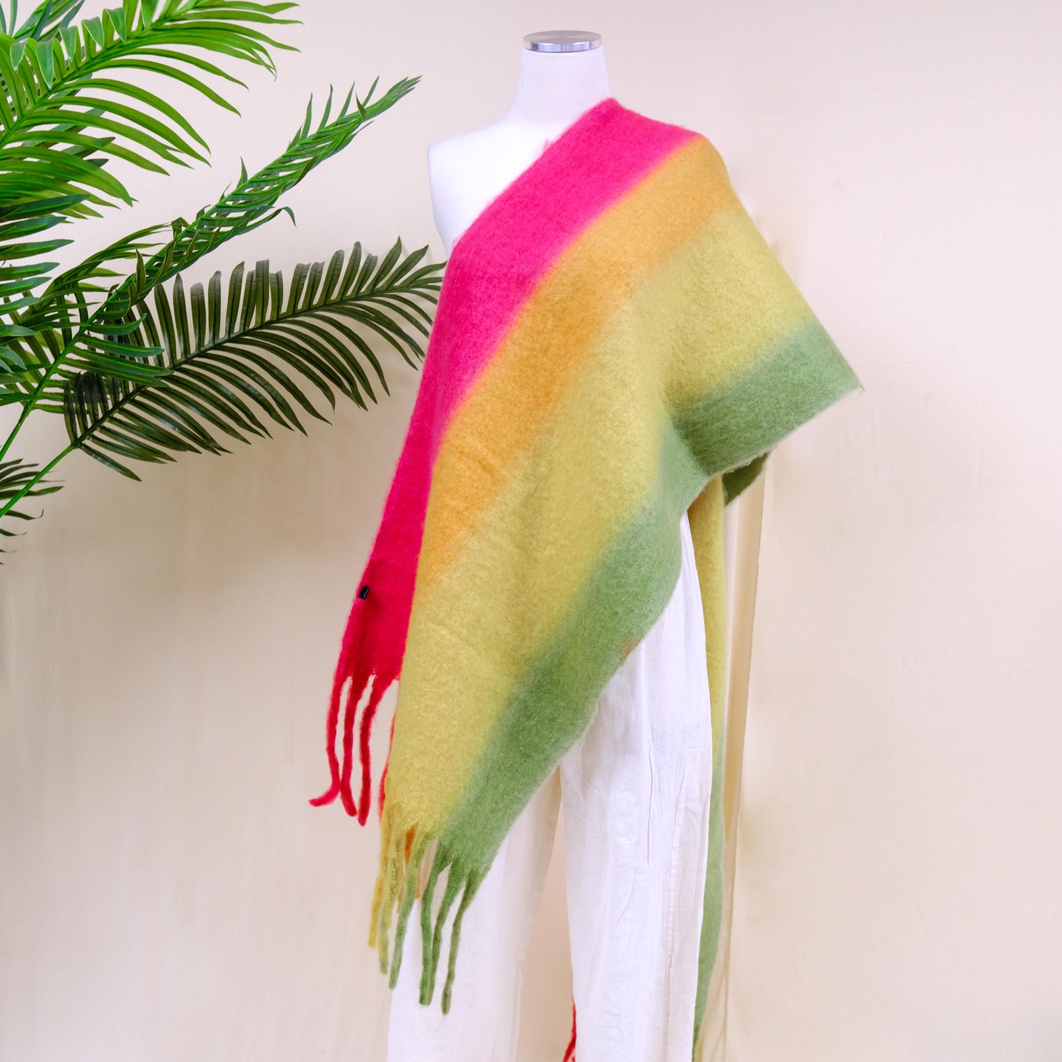 Long Plaid Chunky Scarfs with Fringe