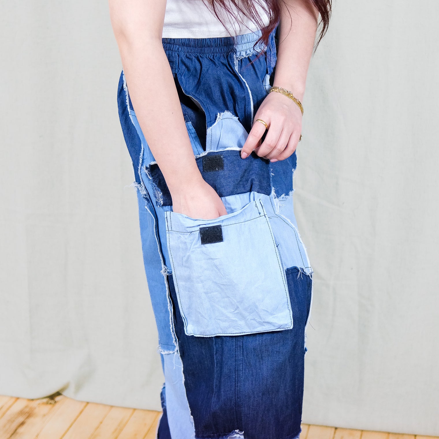 Patchwork Denim Cargo Baggy Pants