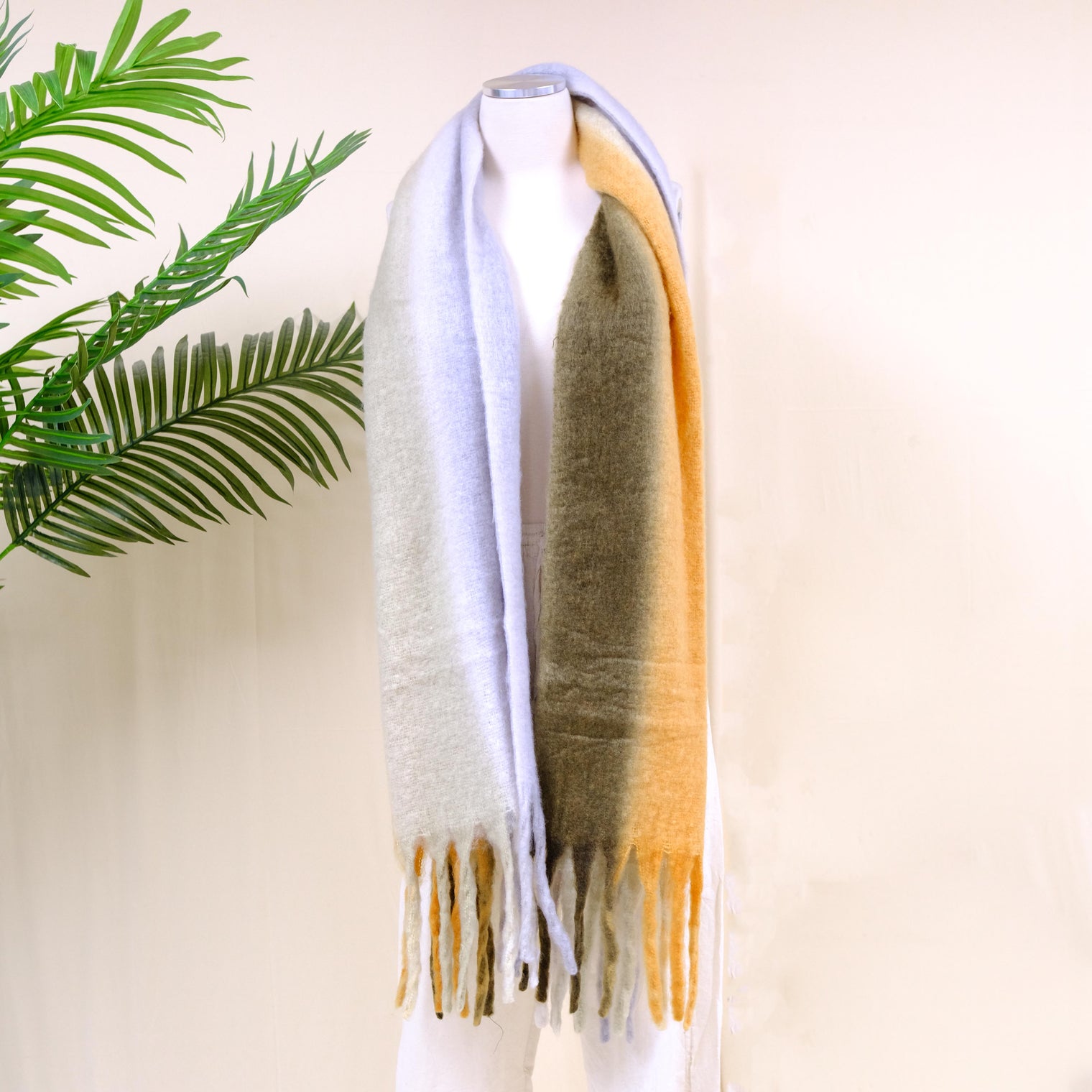 Long Plaid Chunky Scarfs with Fringe