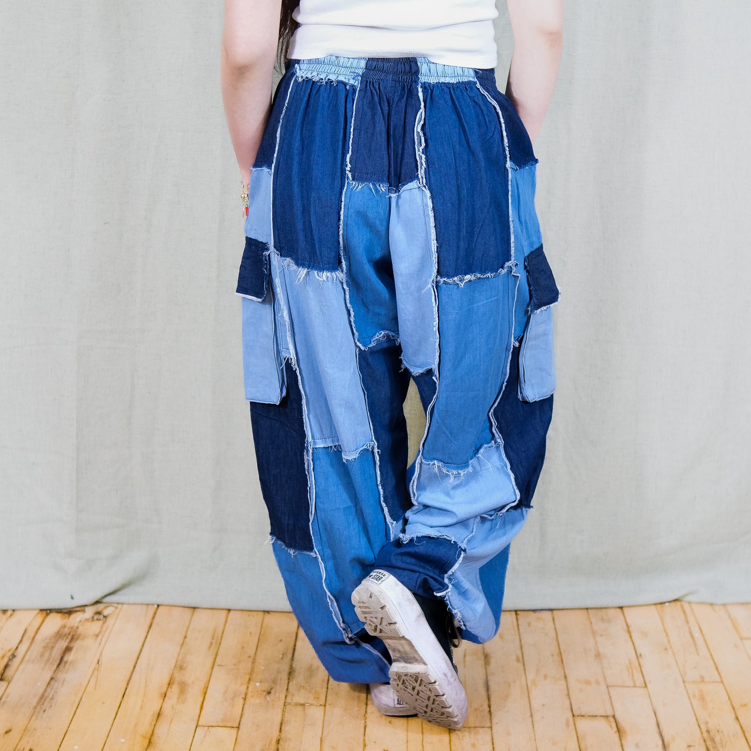 Patchwork Denim Cargo Baggy Pants