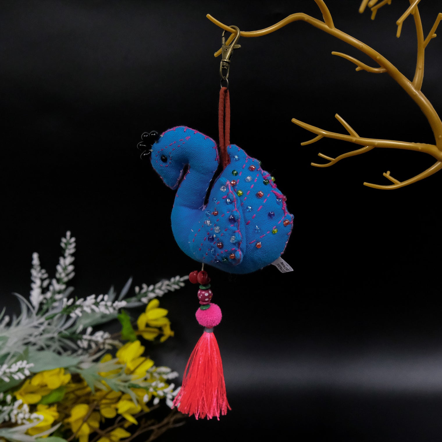 Beaded Swan Key Chain