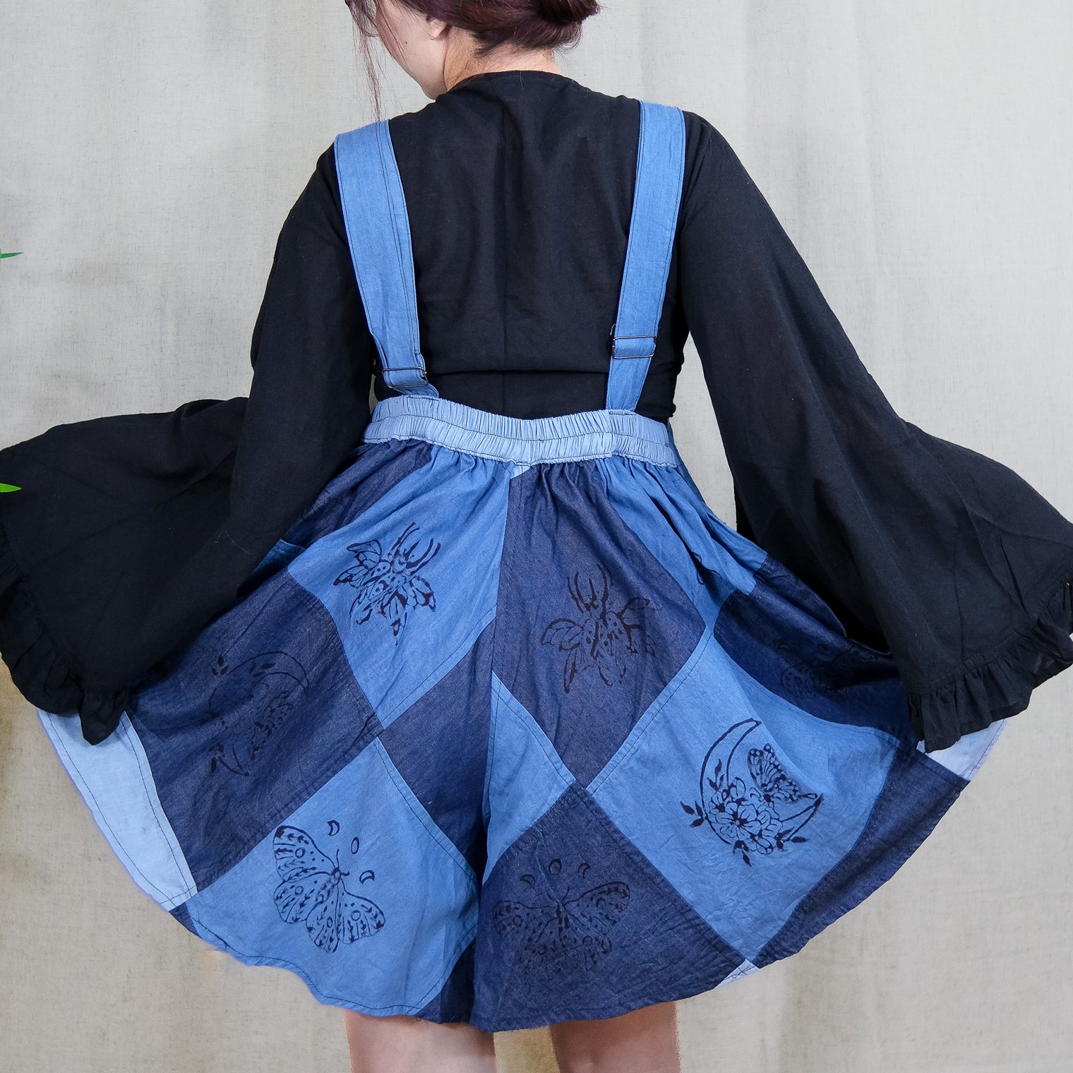 Patchwork Flowy Denim Romper