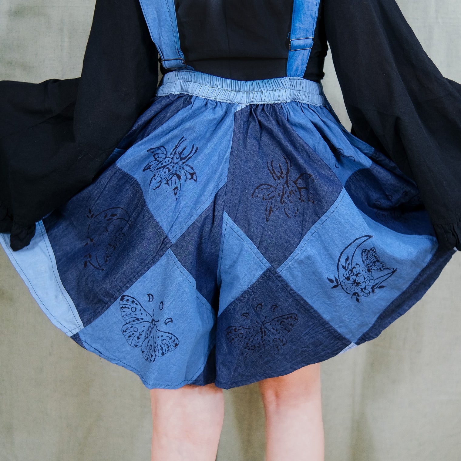 Patchwork Flowy Denim Romper