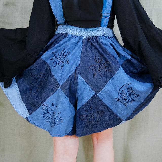 Patchwork Flowy Denim Romper