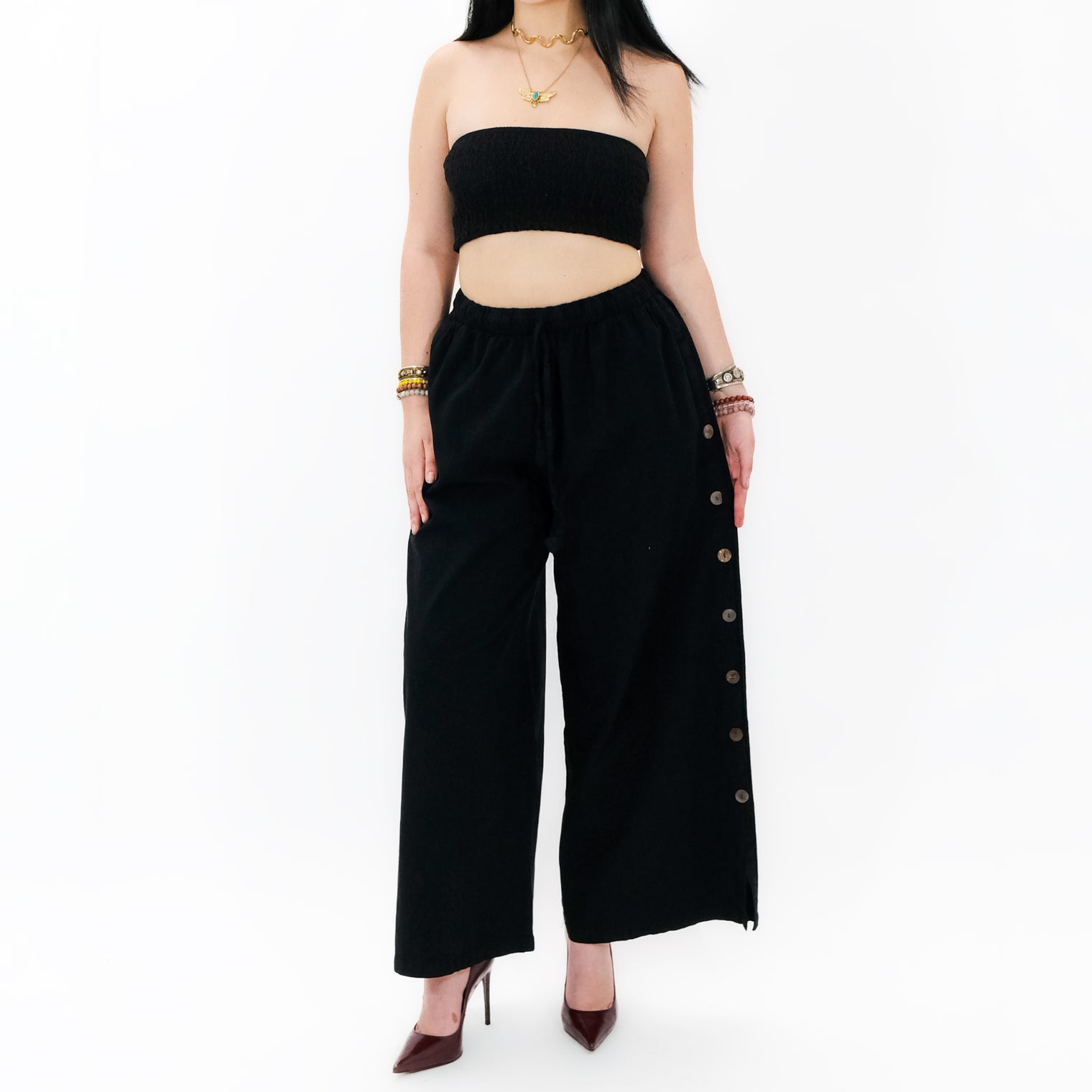 Boho Side Slit Cotton Pants