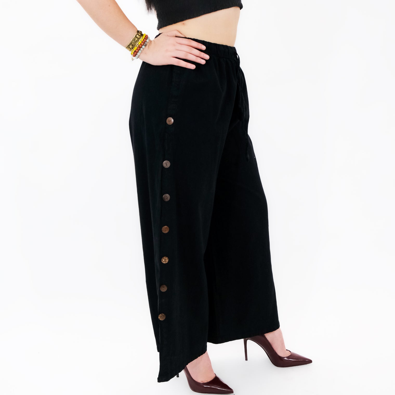 Boho Side Slit Cotton Pants
