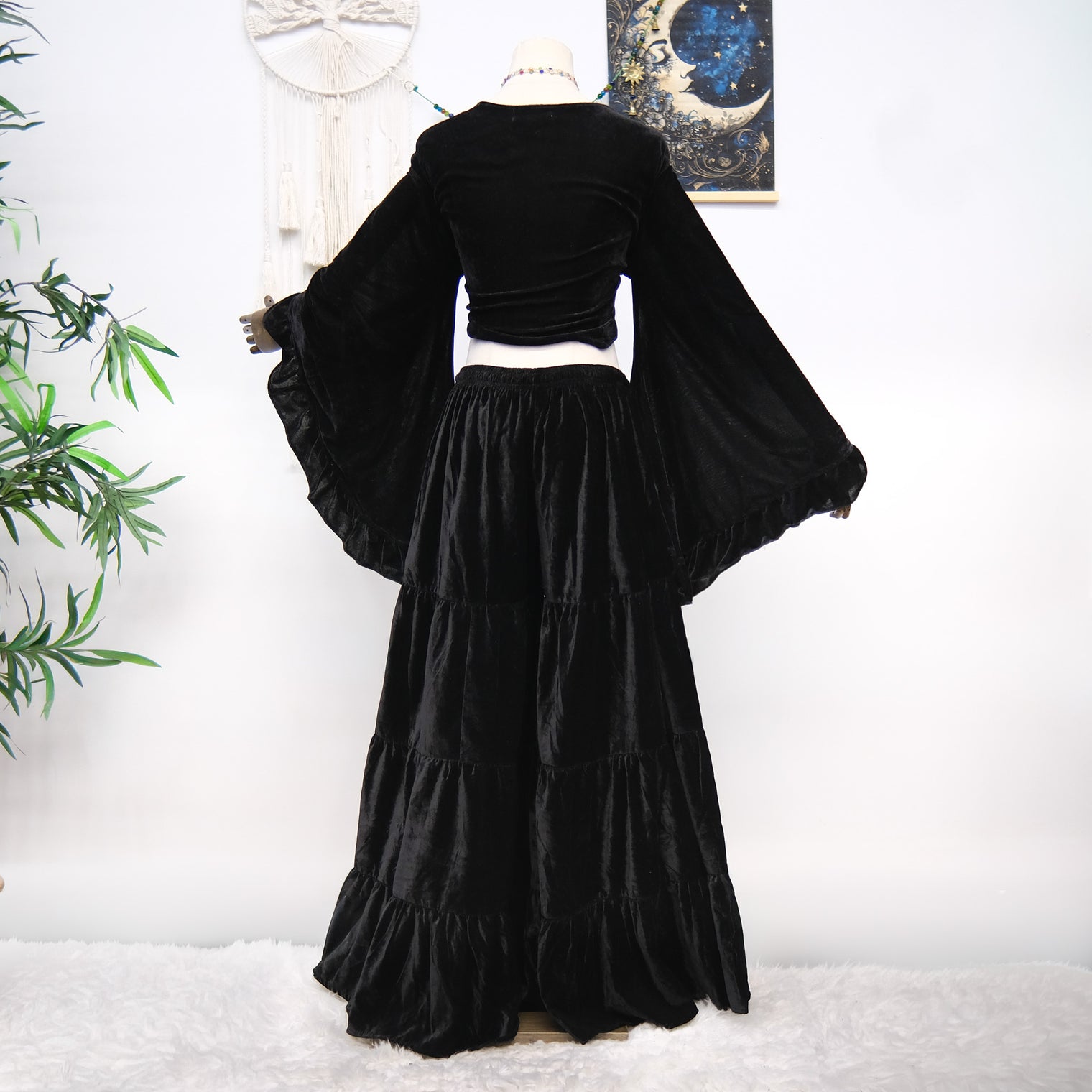 Velvet Dream Tiered Flowy Pants with Ruffle Wrap Top Set