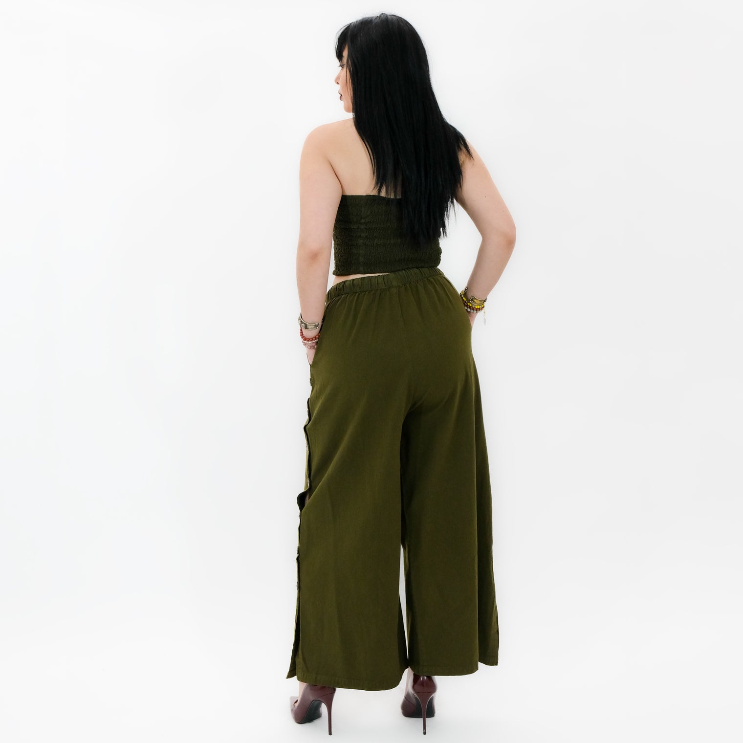 Boho Side Slit Cotton Pants