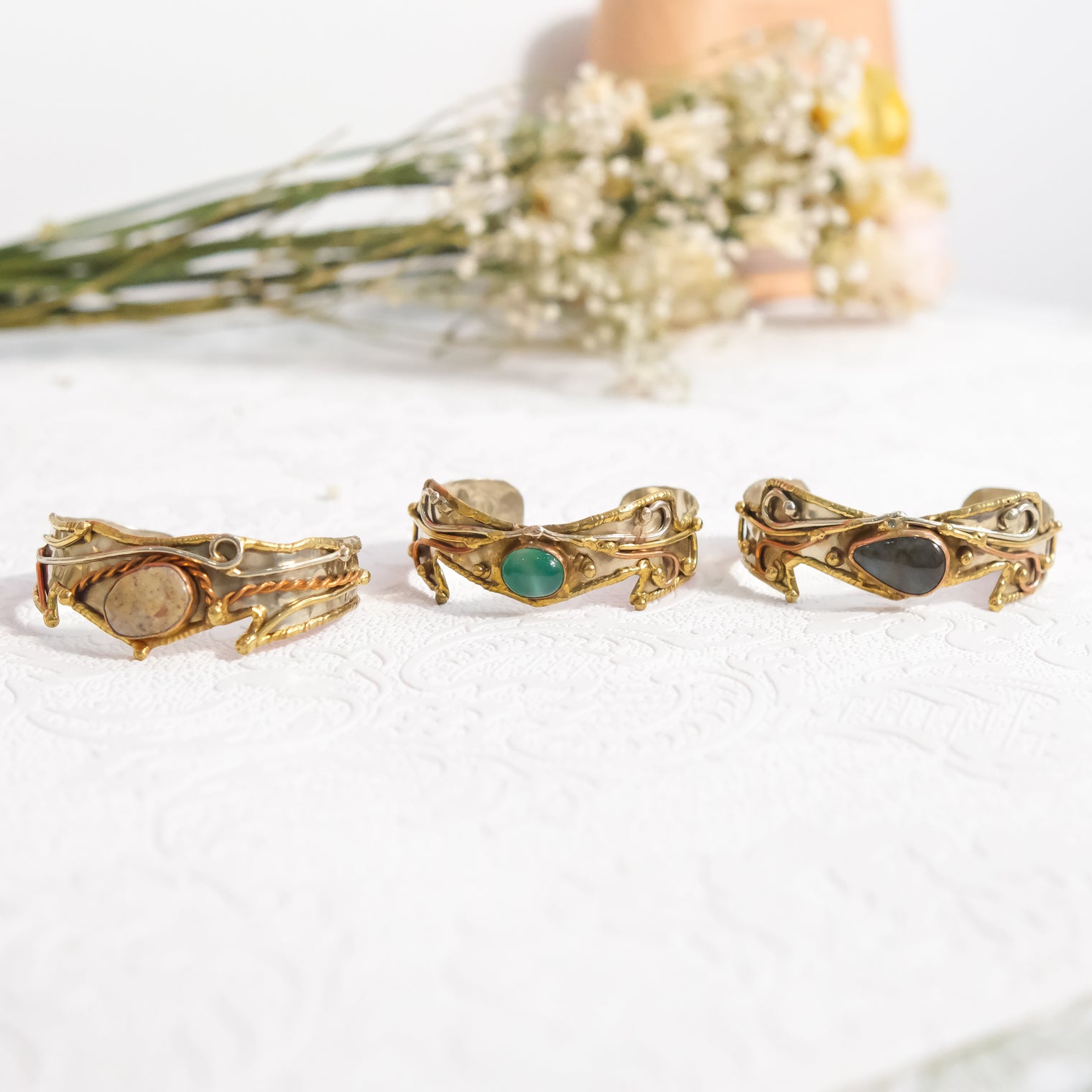 Mystic Gemstone Boho Cuff Bracelet
