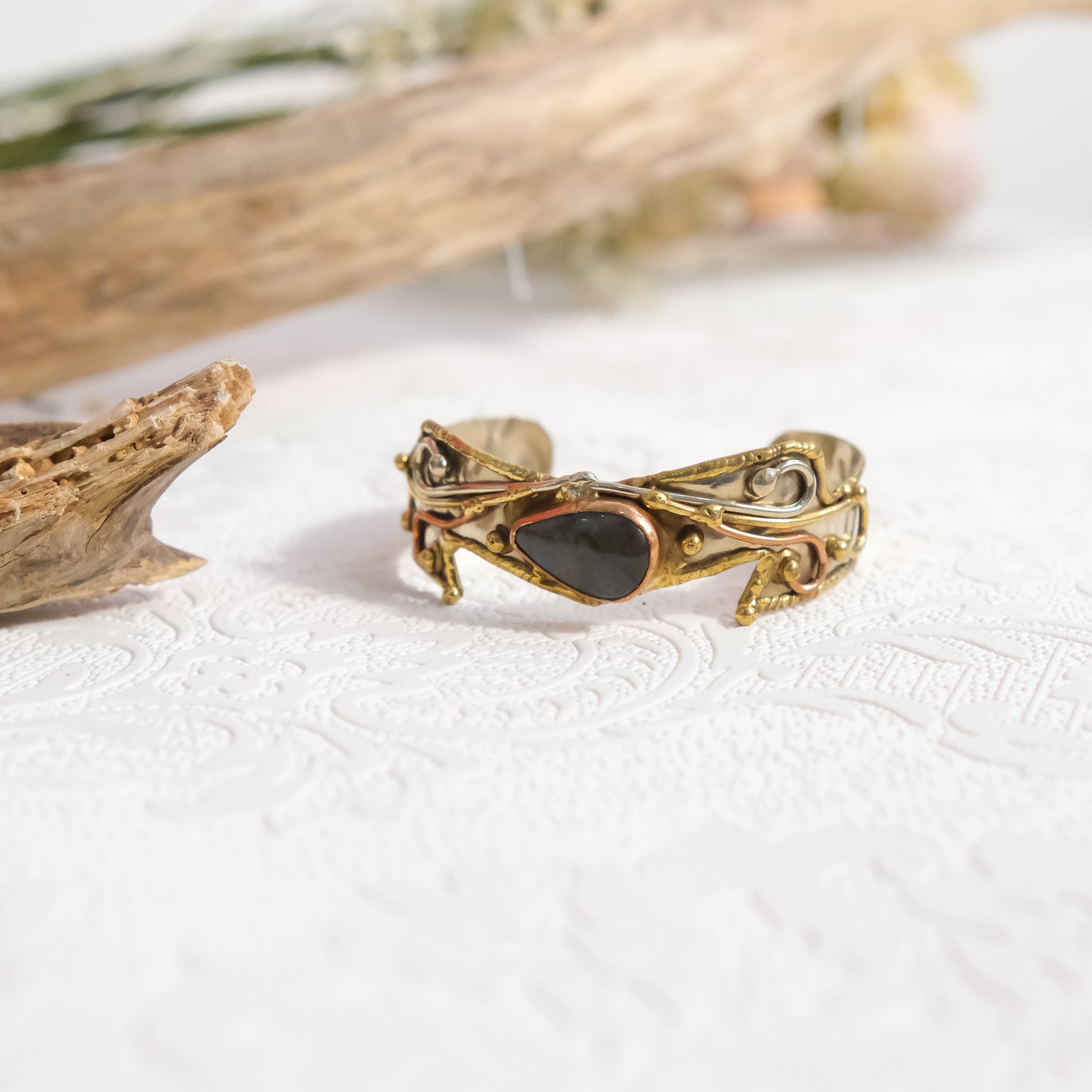 Mystic Gemstone Boho Cuff Bracelet