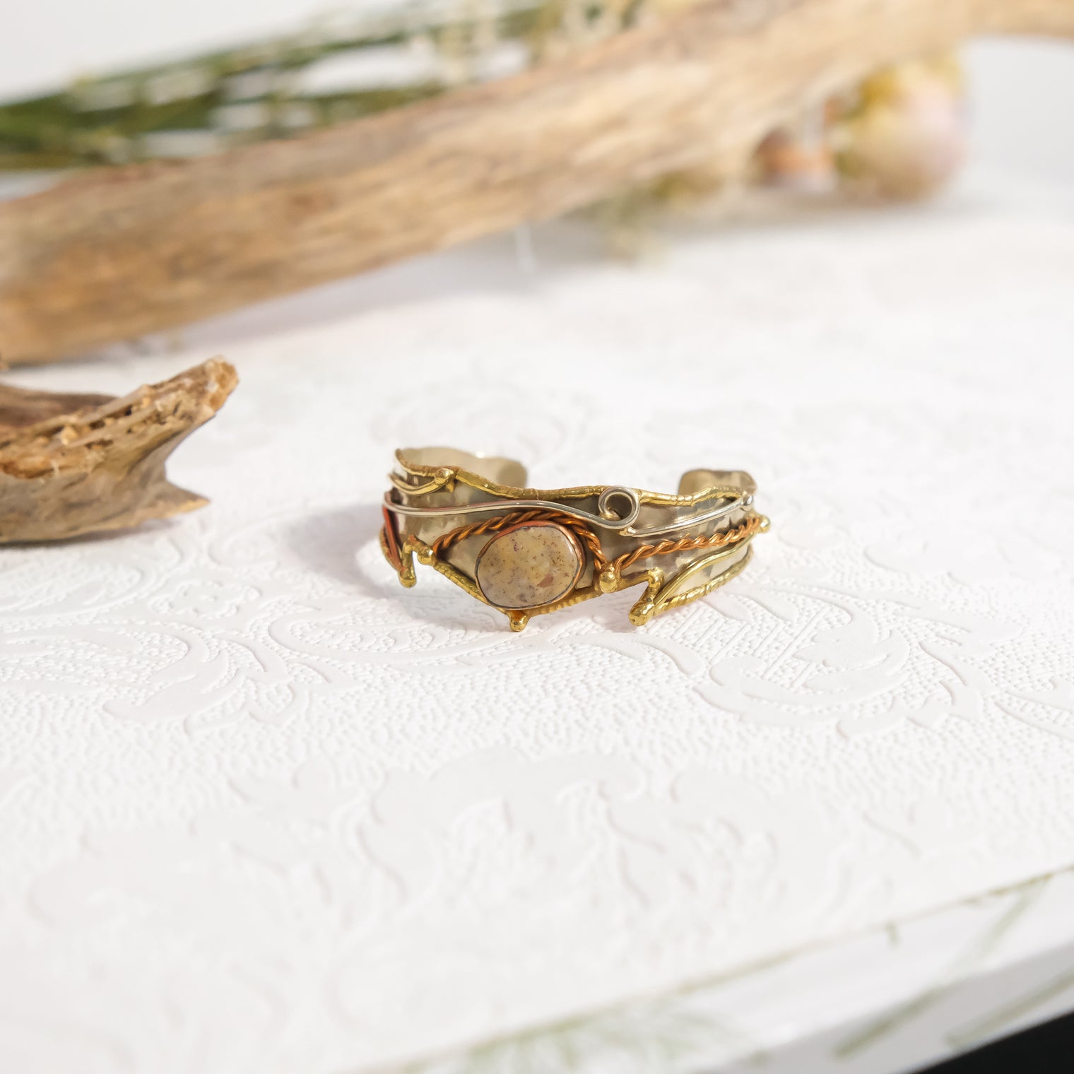 Mystic Gemstone Boho Cuff Bracelet