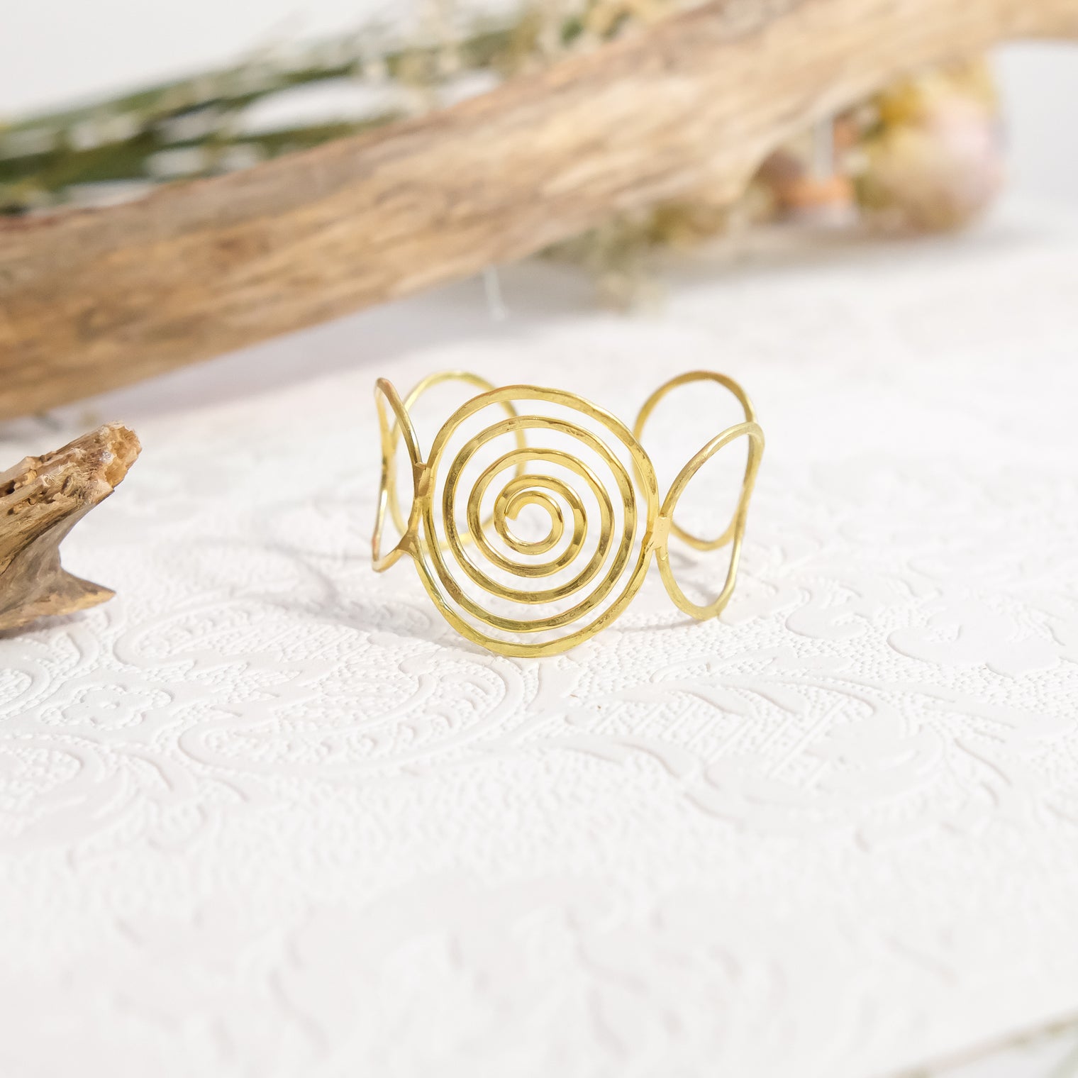 Golden Spiral Cuff Bracelet