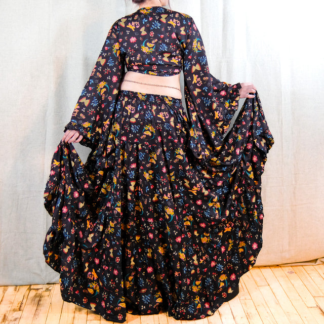 Forest Whisper Skirt with Ruffle Sleeve Top