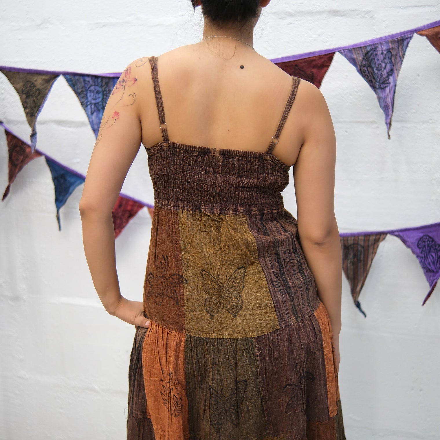 Patchwork Tiered Boho Maxi Dress with Pockets