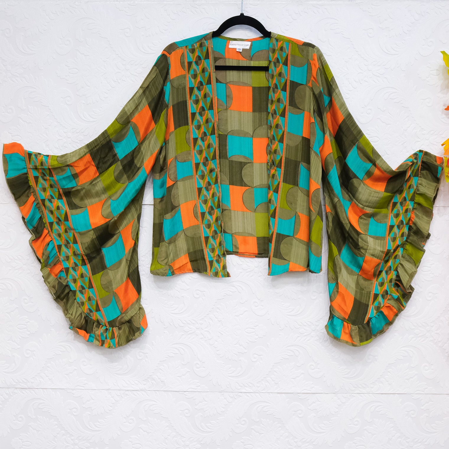 Retro Boho Ruffle Sleeve Top