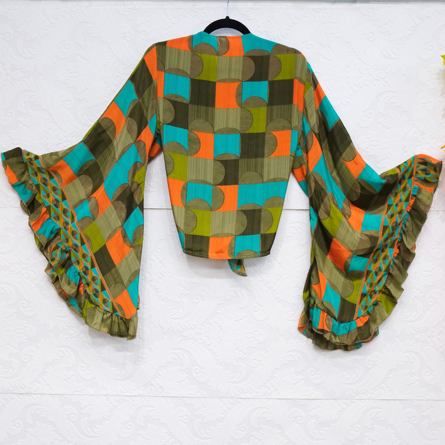 Retro Boho Ruffle Sleeve Top