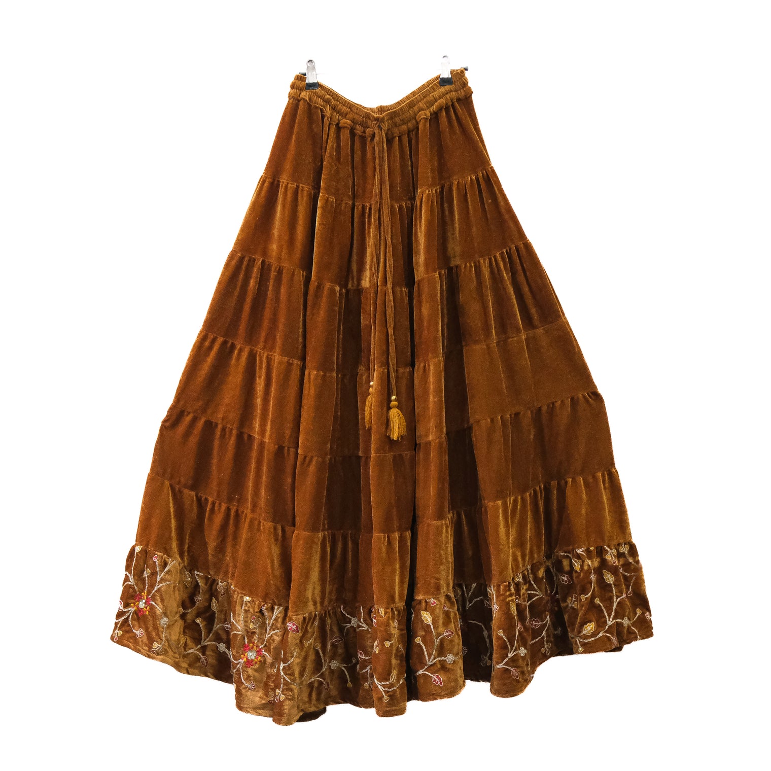 Flowy Embroidery Velvet Skirt