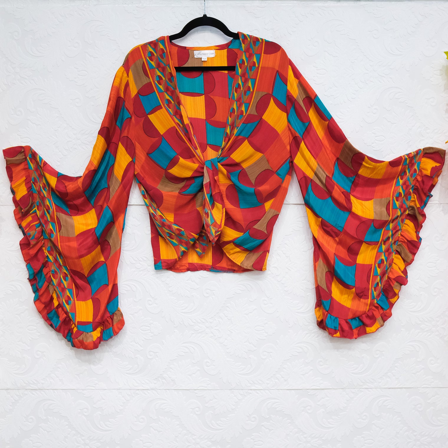 Retro Boho Ruffle Sleeve Top