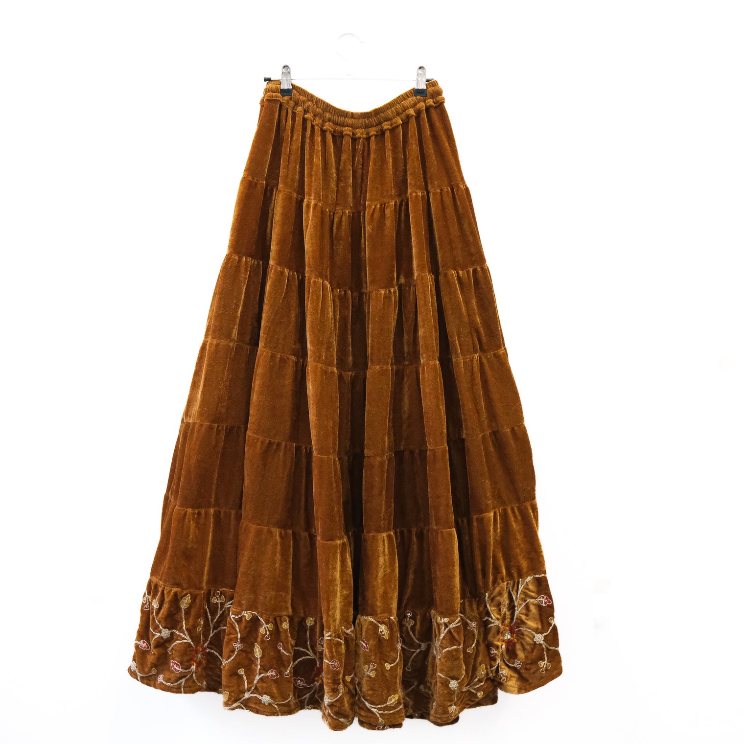 Flowy Embroidery Velvet Skirt