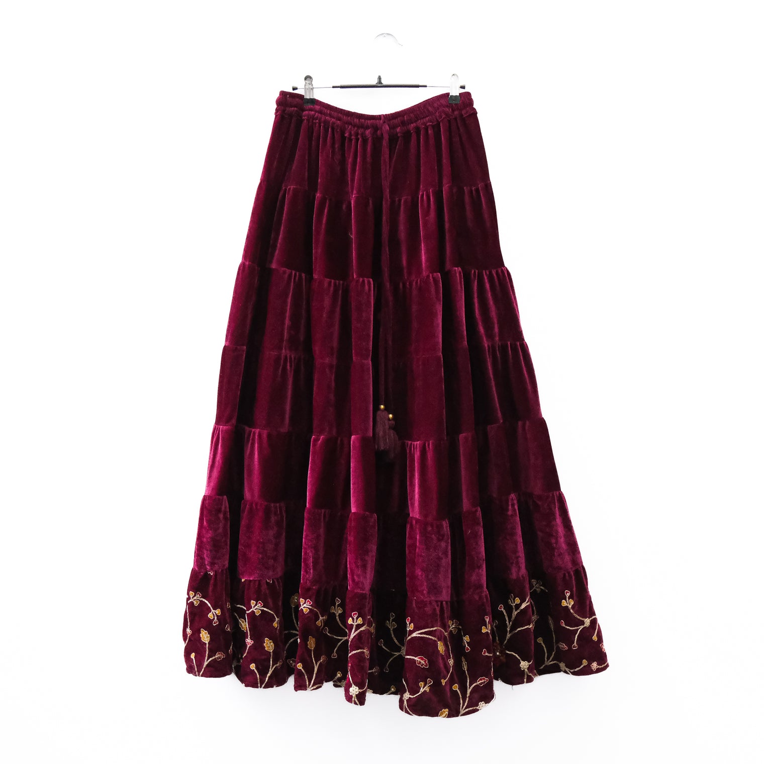 Flowy Embroidery Velvet Skirt