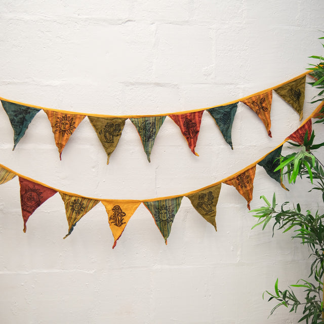 Colorful Boho Patchwork Cotton Pennant Garland