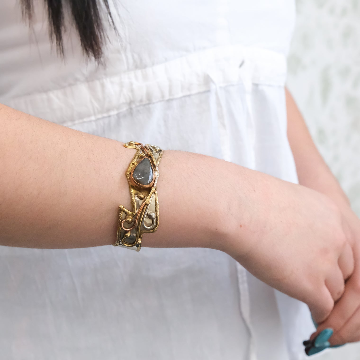 Mystic Gemstone Boho Cuff Bracelet