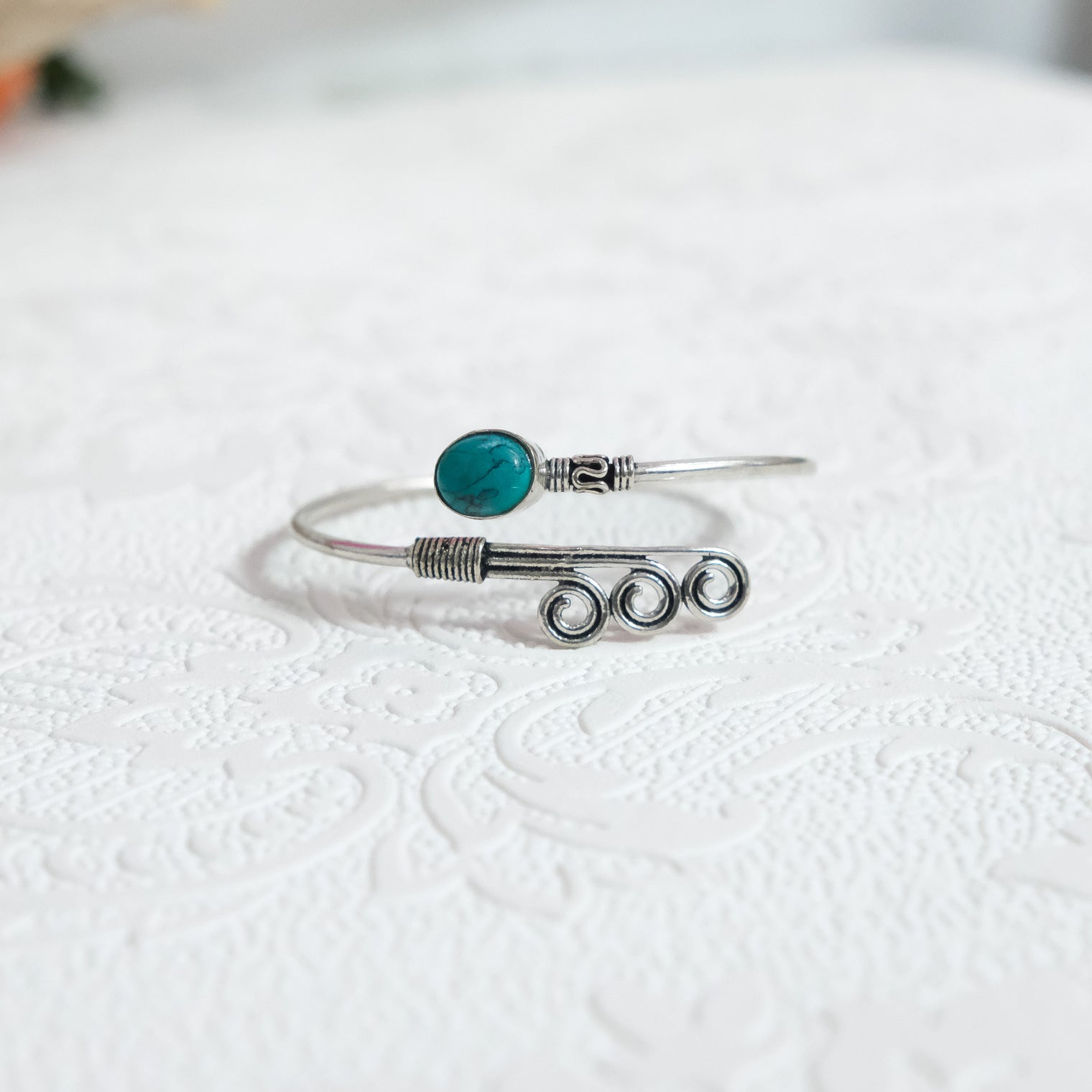 Mystic Spiral Gemstone Cuff Bracelet