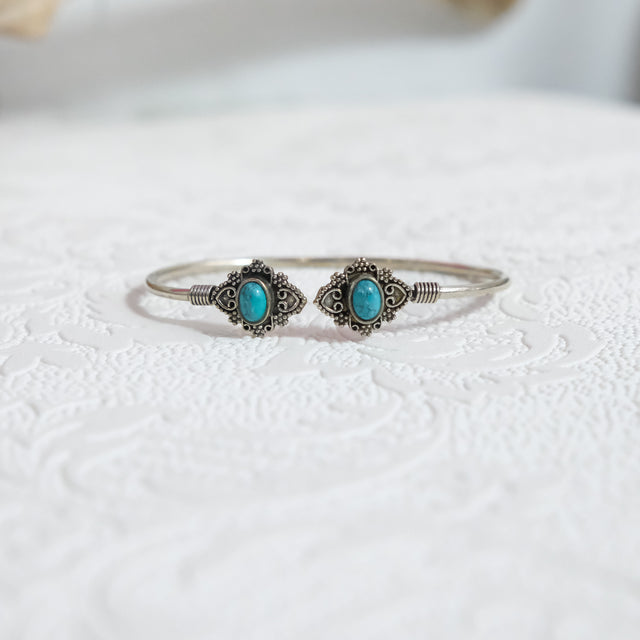 Moonlight Filigree Gemstone Cuff Bracelet