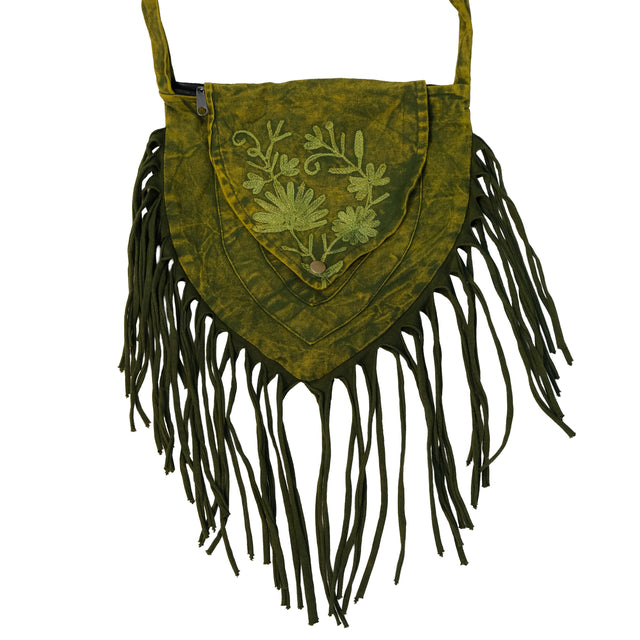 Boho Stonewashed Crossbody Fringe Bag