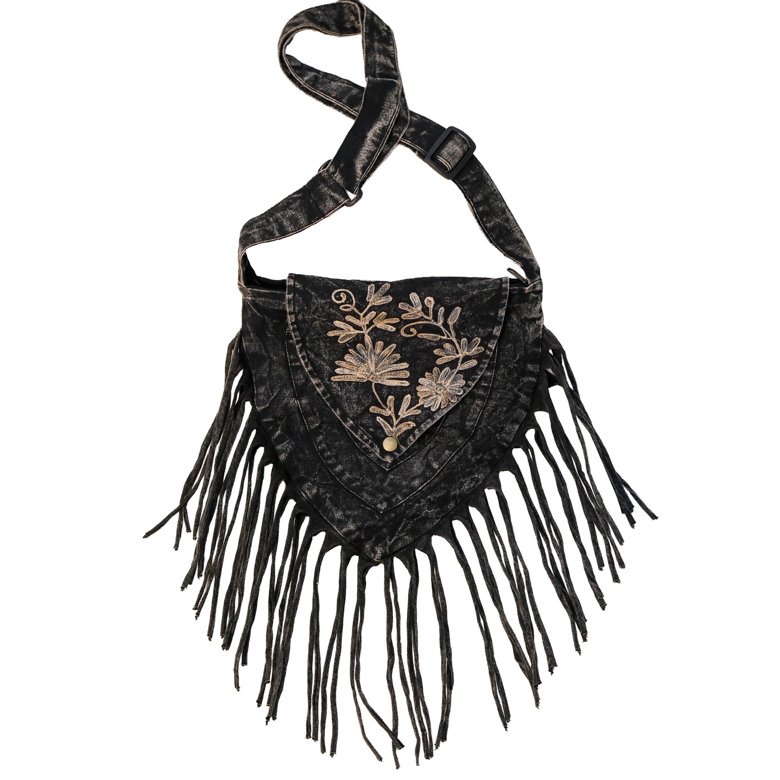 Boho Stonewashed Crossbody Fringe Bag