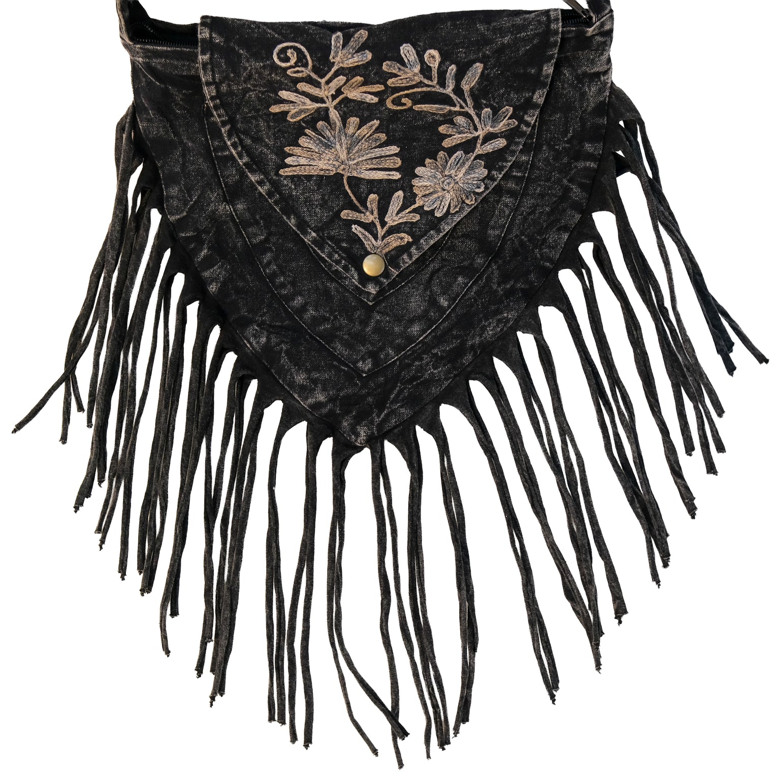 Boho Stonewashed Crossbody Fringe Bag