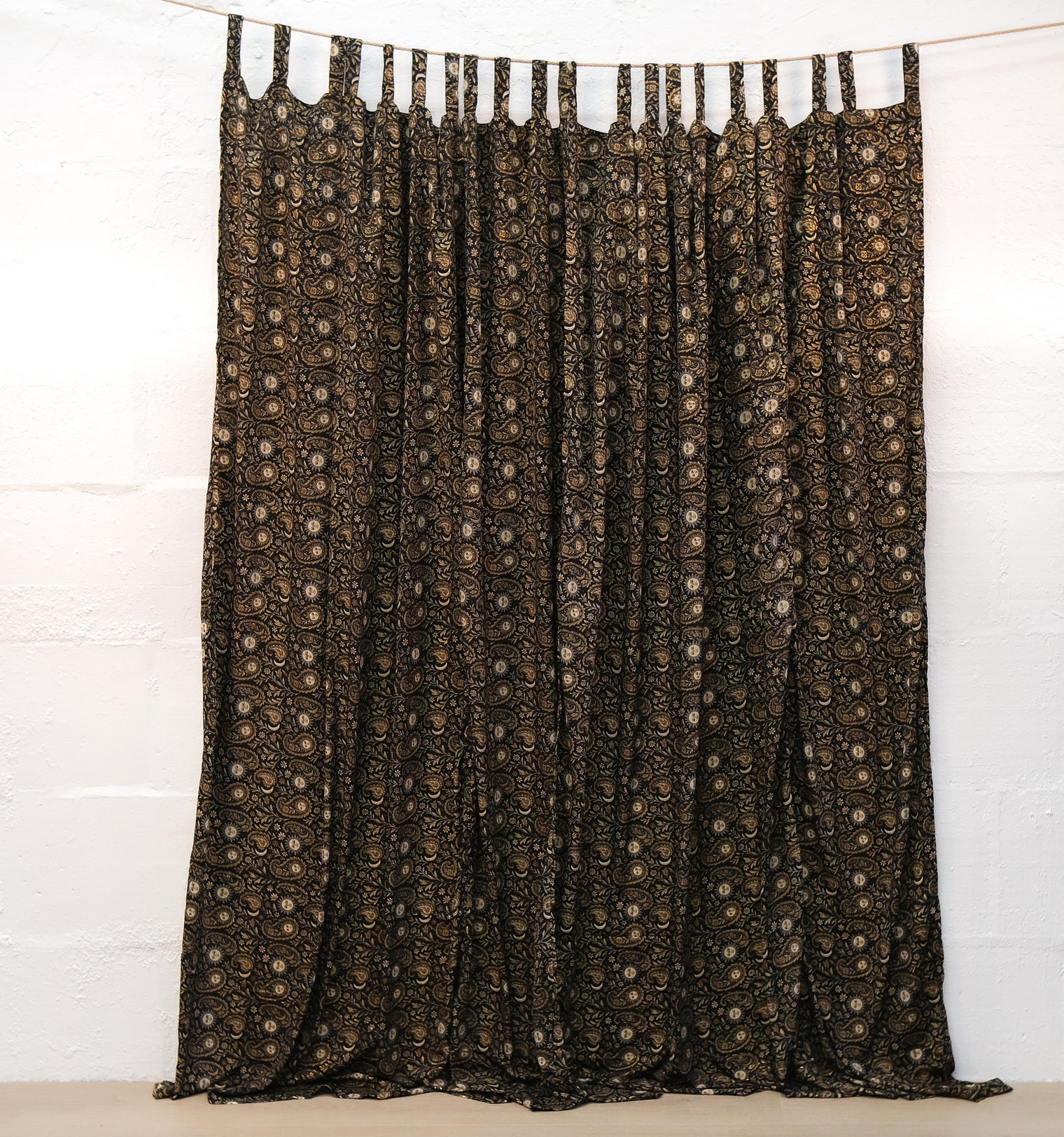 Paisley Floral Curtains with Sun Motifs & Gold Details
