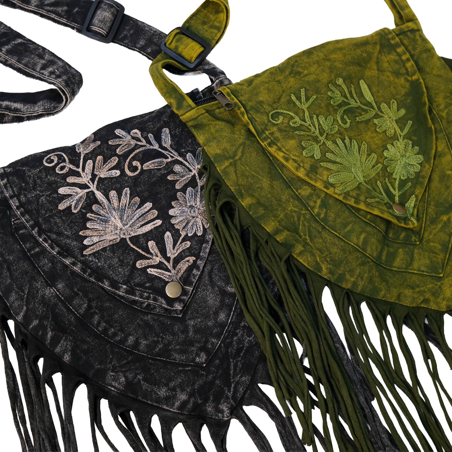 Boho Stonewashed Crossbody Fringe Bag