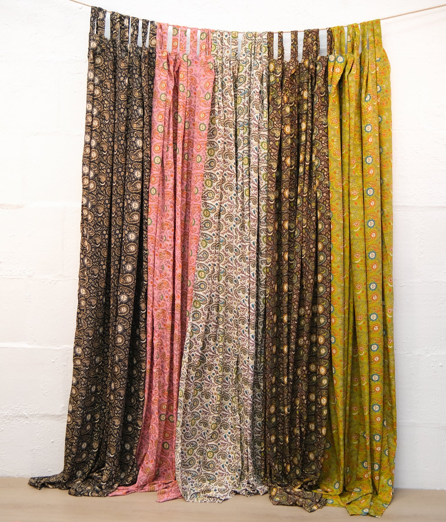 Paisley Floral Curtains with Sun Motifs & Gold Details