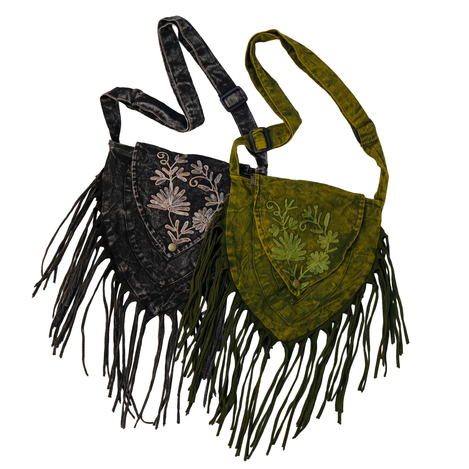 Boho Stonewashed Crossbody Fringe Bag