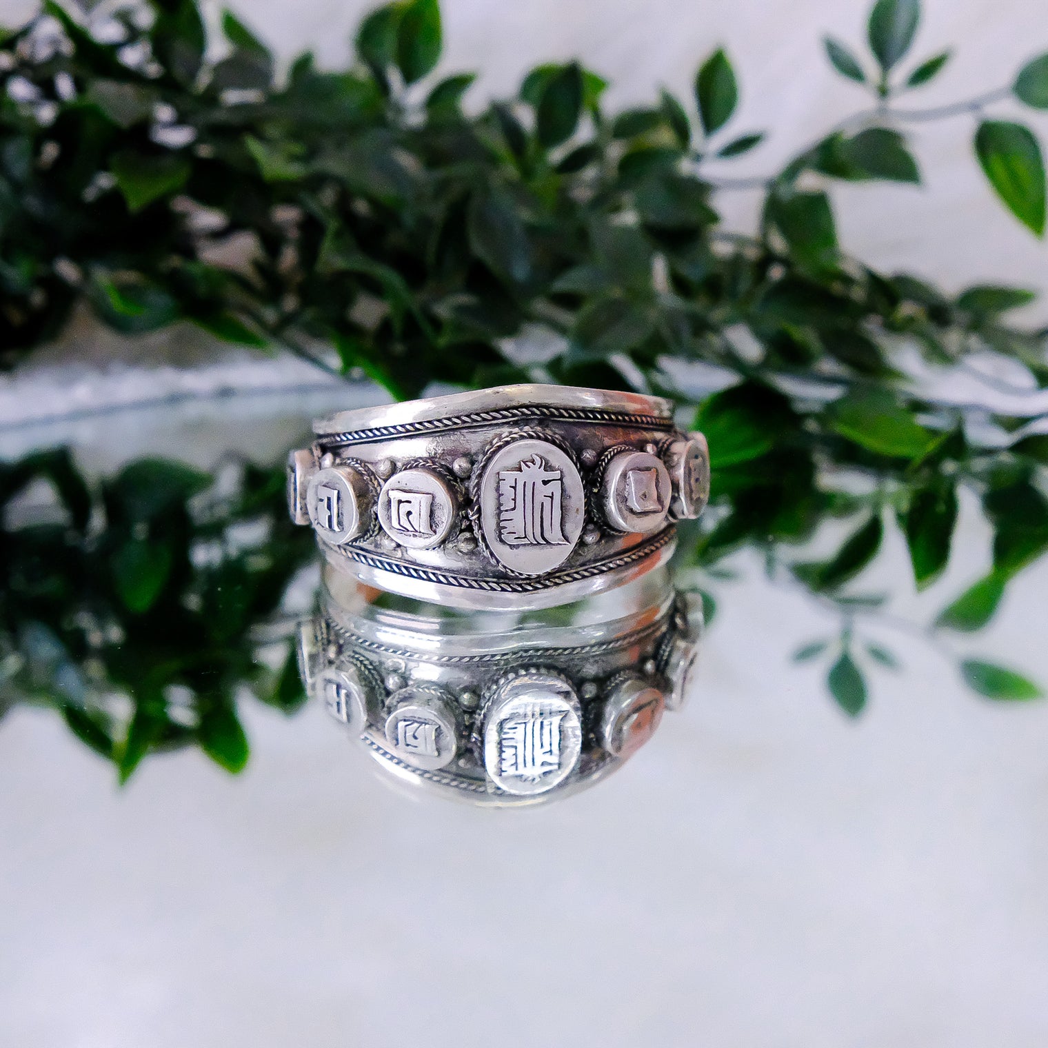 Ethnic Meditation Metal Cuff Bracelet