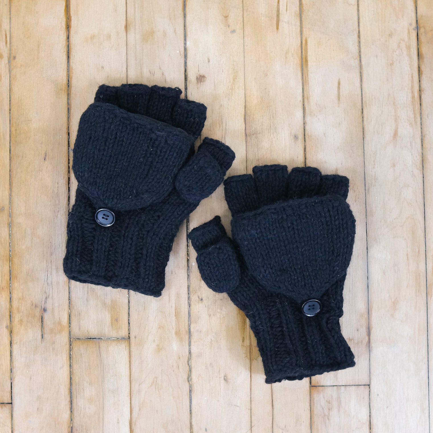 Crocheted Unisex Merino Wool Convertible Gloves/Mittens