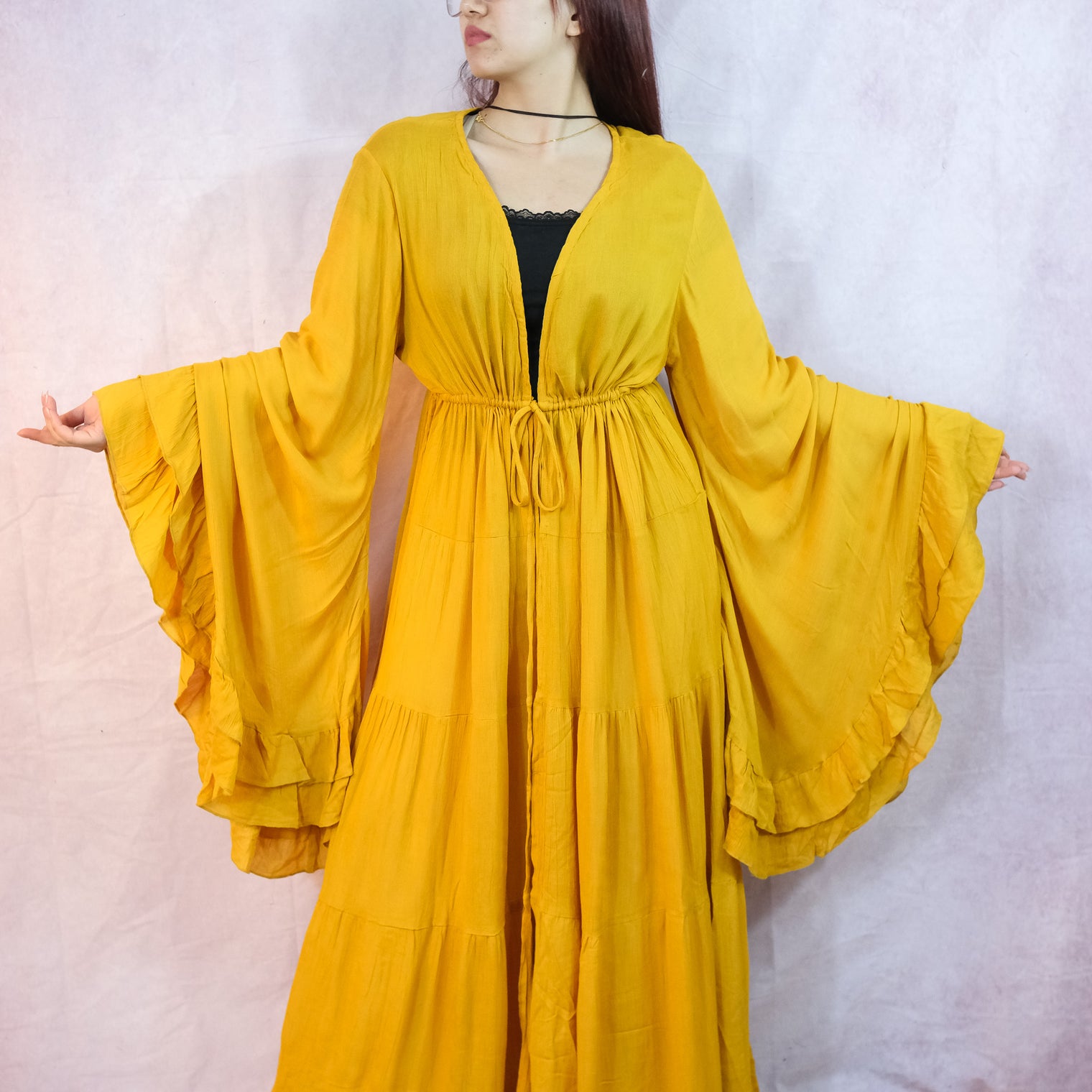 Moonlit Boho Duster with Ruffle Sleeve