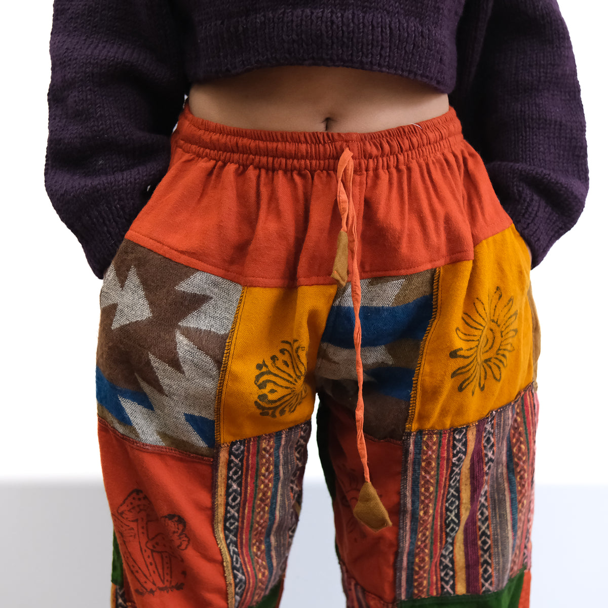 Patch Winter Joggers with Block Print