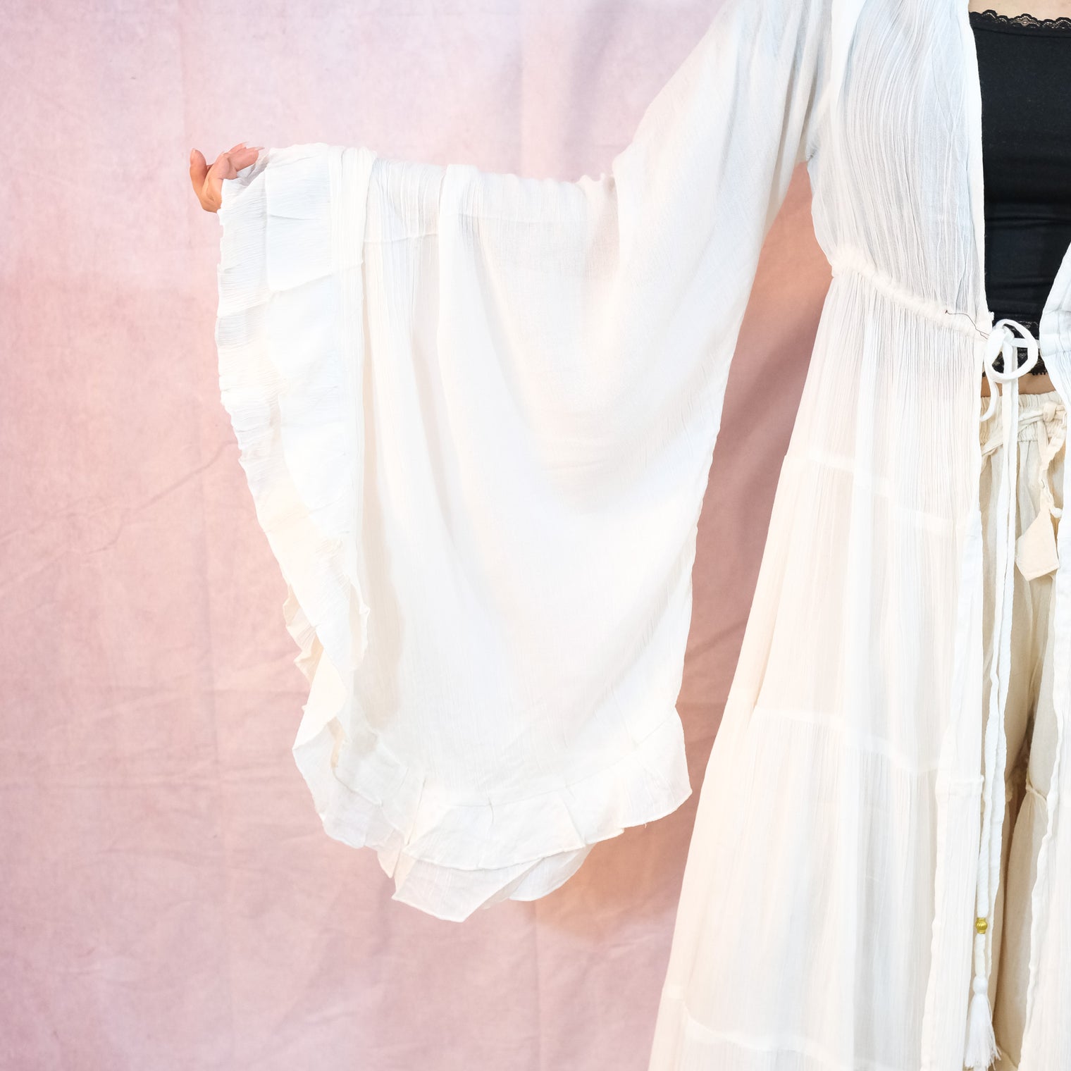 Moonlit Boho Duster with Ruffle Sleeve
