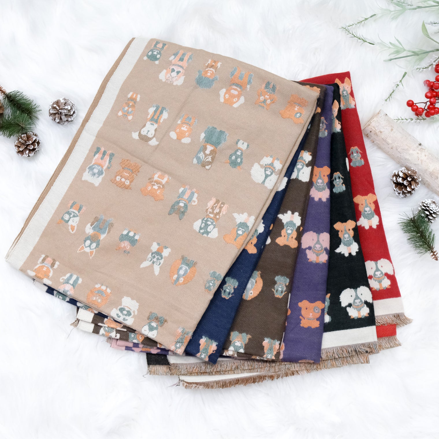 Dog Print Boho Fall Winter Scarfs