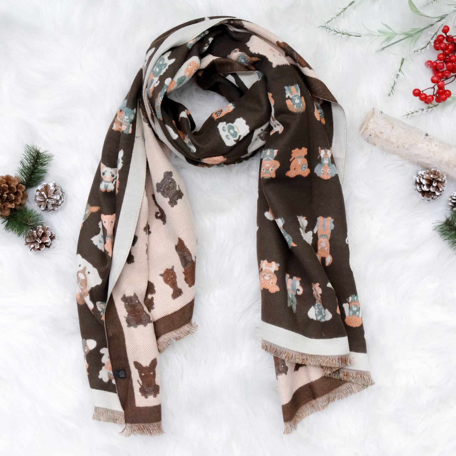 Dog Print Boho Fall Winter Scarfs