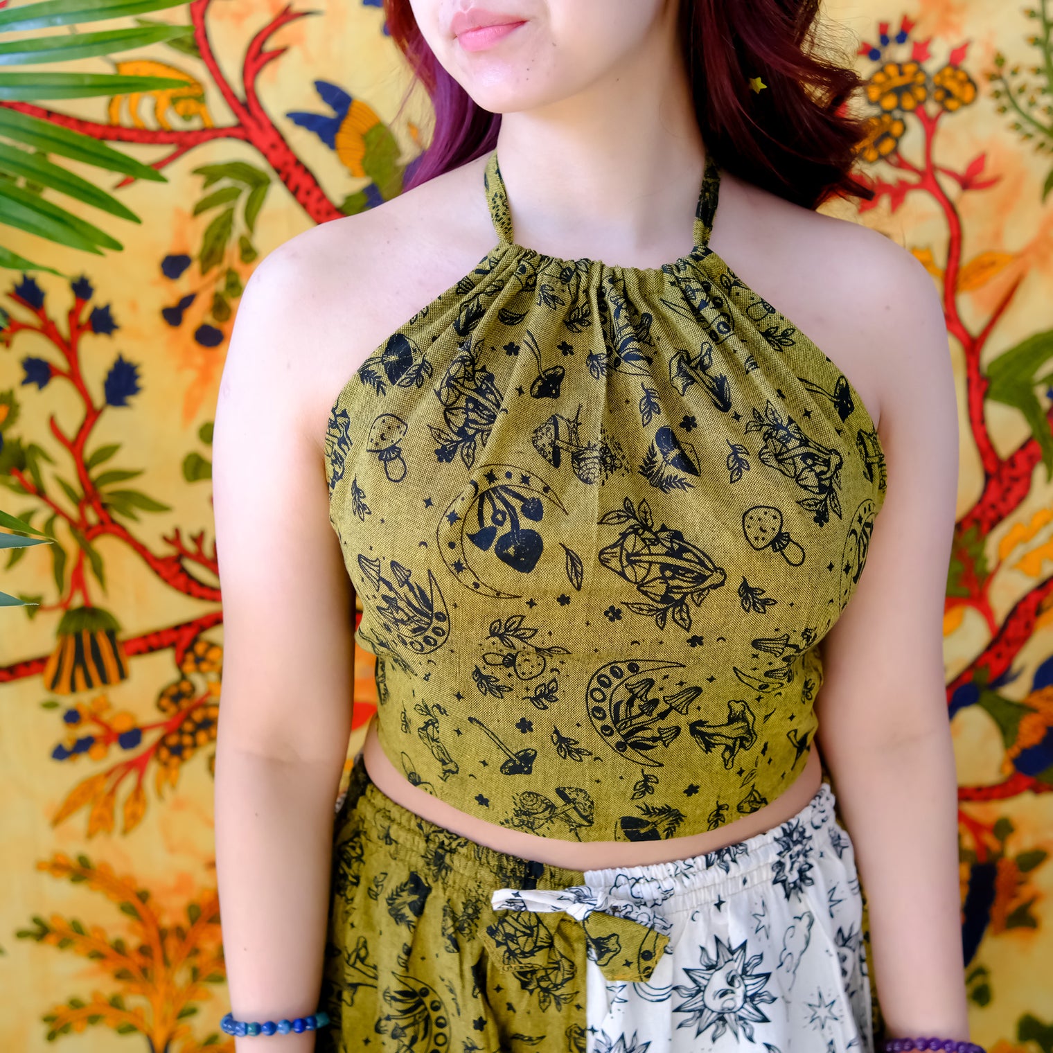 Mushroom/Celestial Halter Top