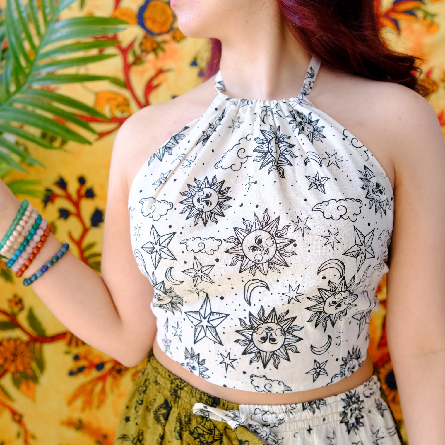 Celestial Cotton Halter Top