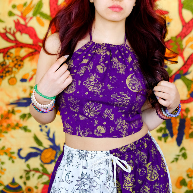 Mushroom/Celestial Halter Top