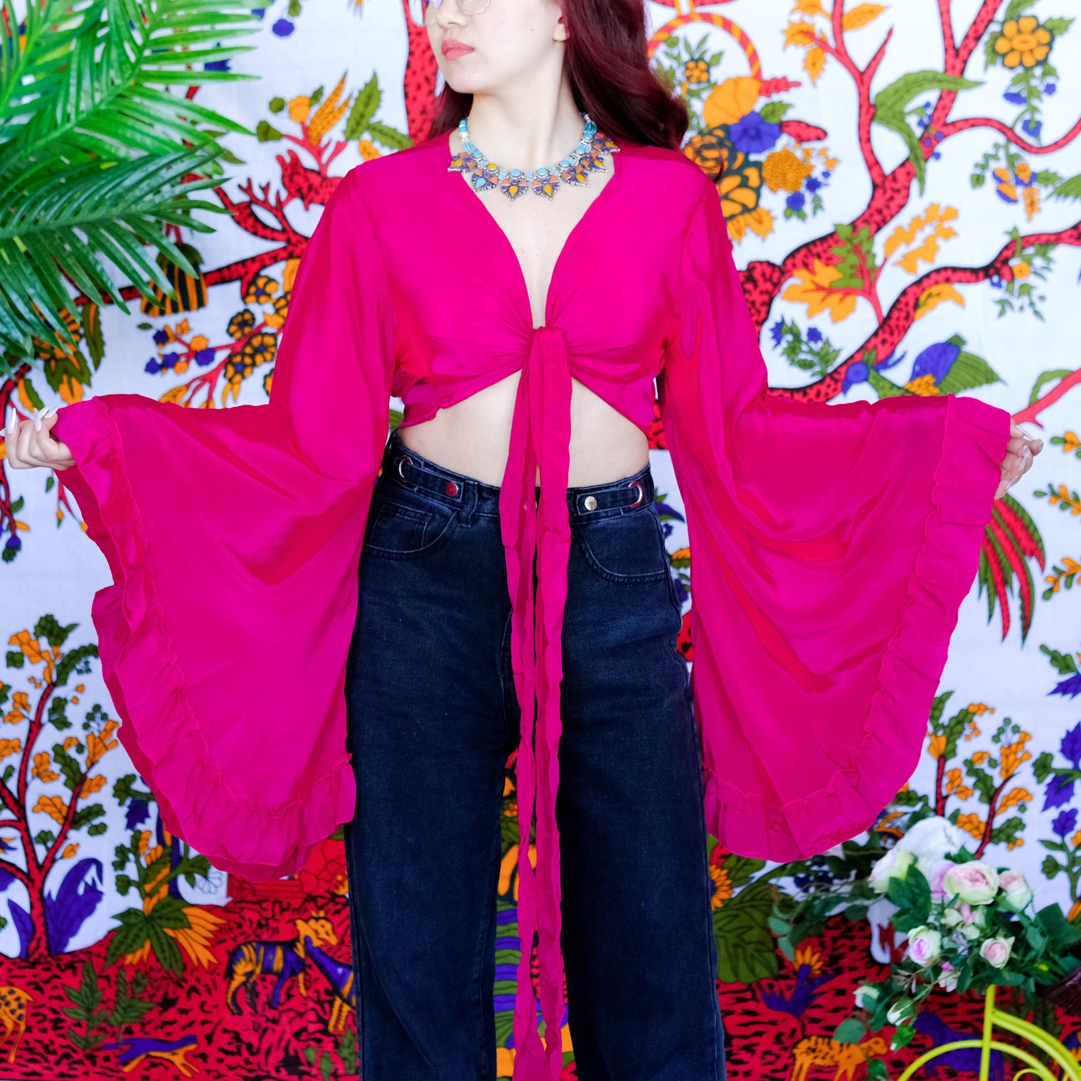 Mystic Meadow Ruffle Sleeve Wrap Top