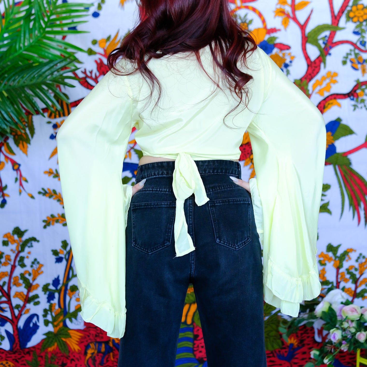 Mystic Meadow Ruffle Sleeve Wrap Top