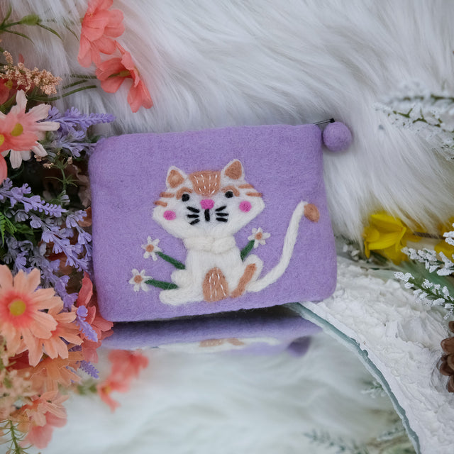 Handmade Felted Cat Purse