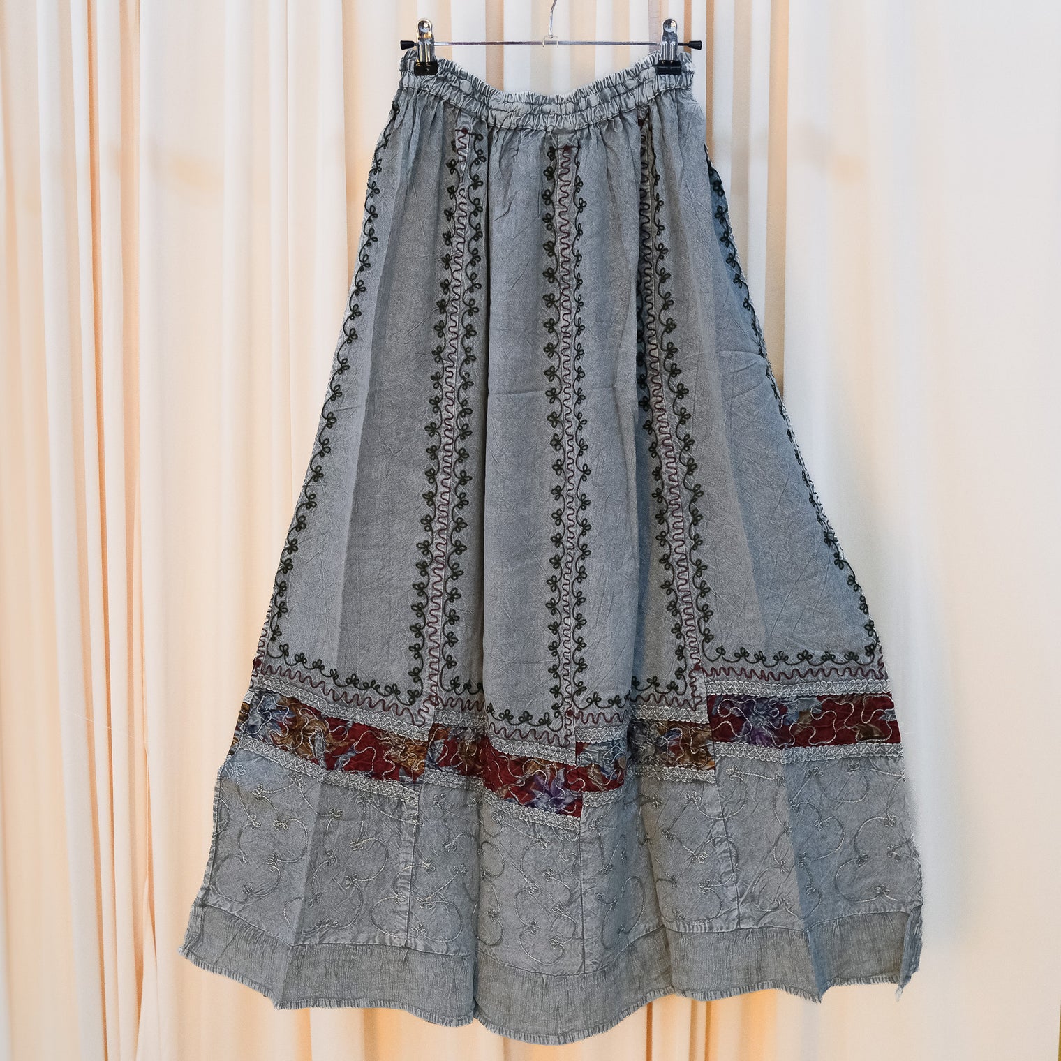 Hand Embroidered Flowy Batik Skirts