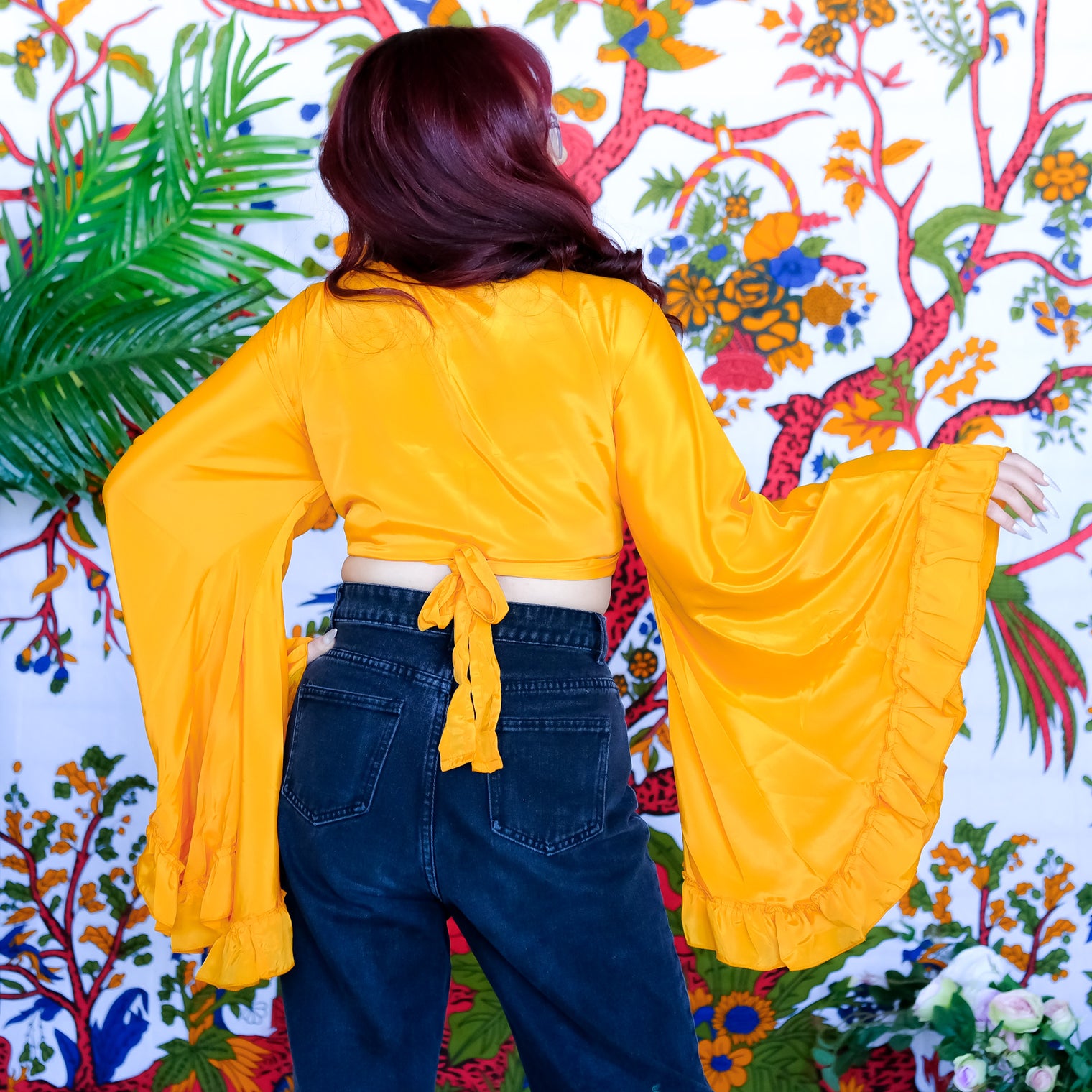 Mystic Meadow Ruffle Sleeve Wrap Top